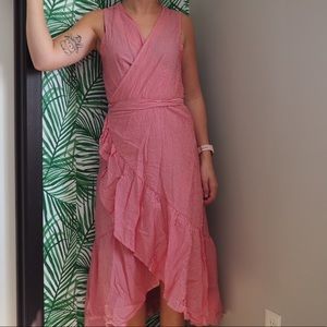 Red and White Wrap Dress